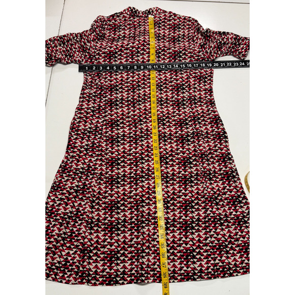J Jill Shirt Dress 12 Knee Length Red Black White Button Up Roll Tab‎ Career - Picture 3 of 9